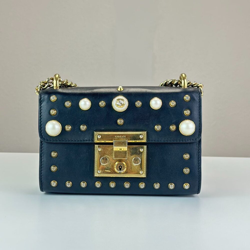 Gucci Black Leather Small Padlock Shoulder Bag Crossbody